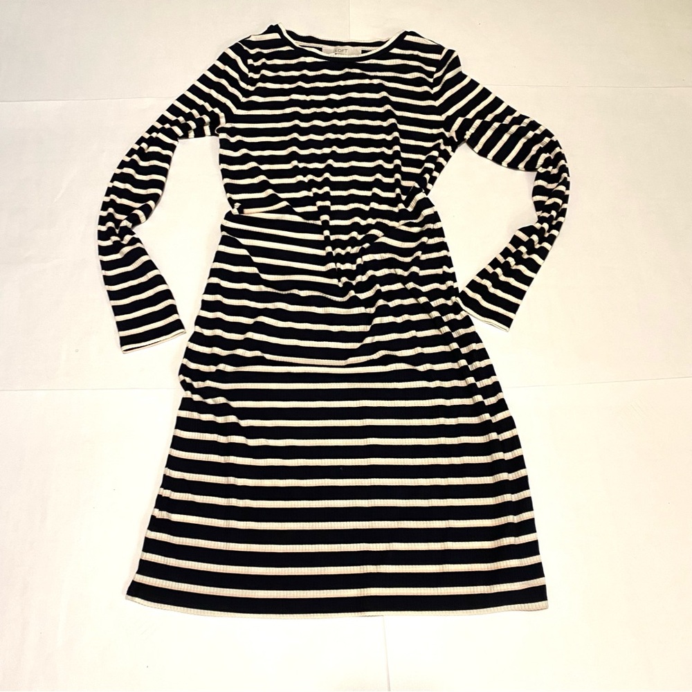 Loft Striped Black and White Dress